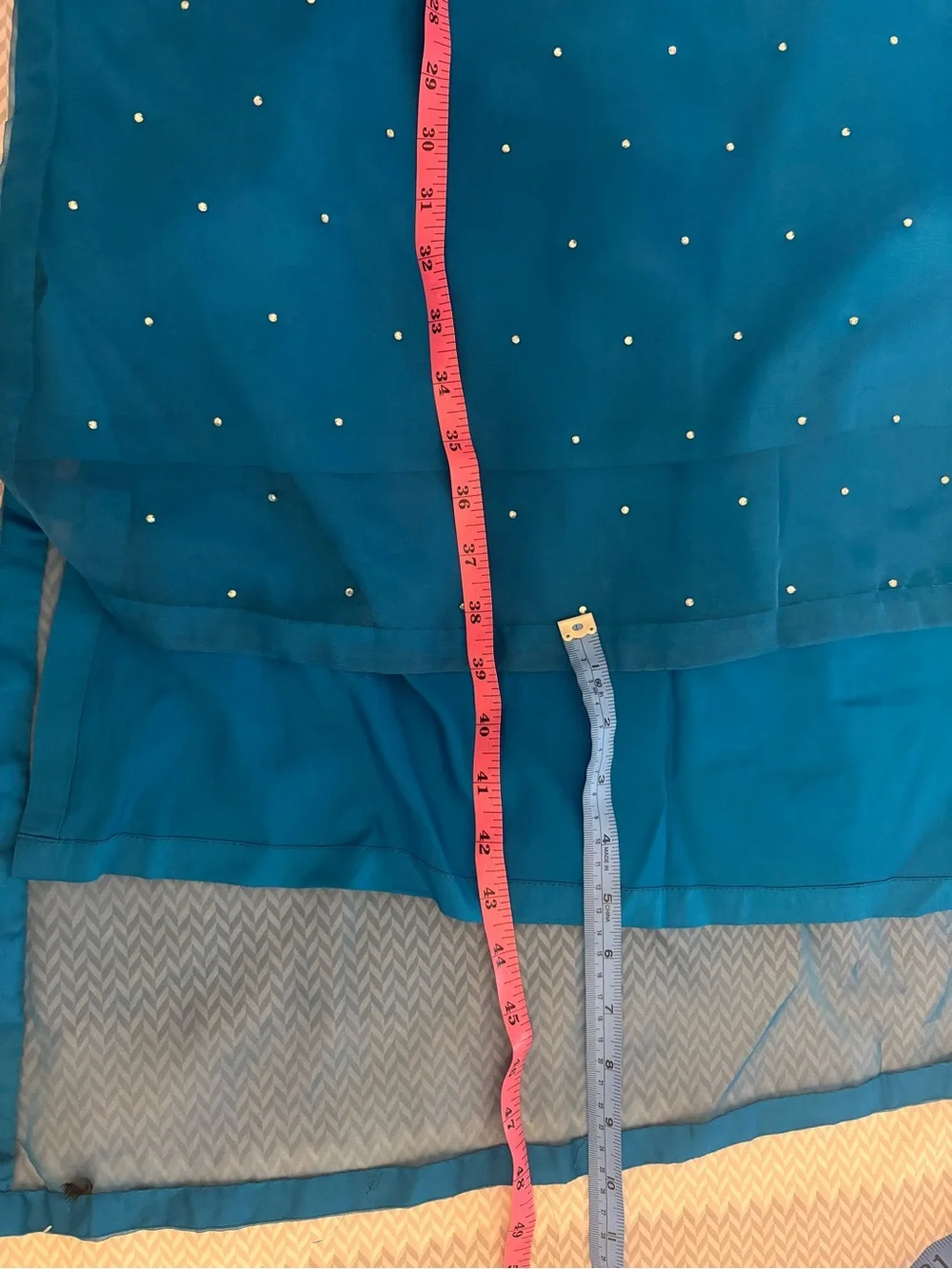 Maria B Luxury 3 Piece Blue Embroidered High-Low Kurti Trouser Dupatta Suit XS